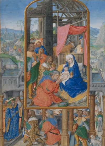 Manuskript-Illumination mit Anbetung der Heiligen Drei Könige von Netherlandish School